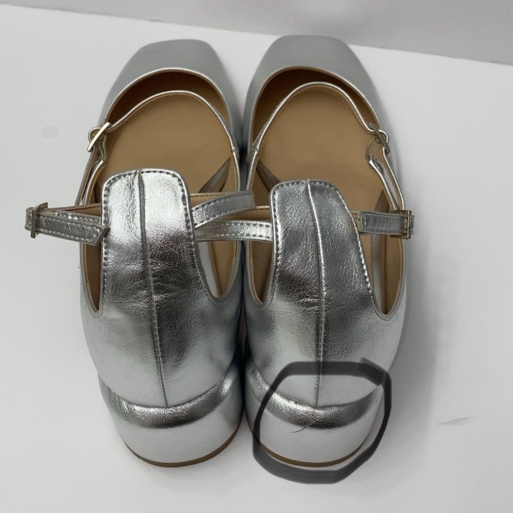 Peche Nico Silver Heeled Ballet Shoes Size 8 Elegant Dressy - Picture 5 of 8